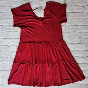 Meanor Size Small Burnt Red dress v-neck with short sleeves